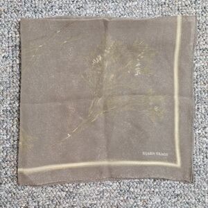 Ellen Tracy Taupe Floral Sprig Square Silk Neck Scarf